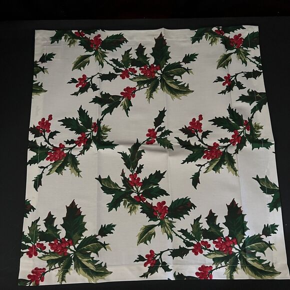 Zina Vasi Christmas Poinsettia Holly Berry Napkins Placemats & Tea Towels Lot - Picture 4 of 15